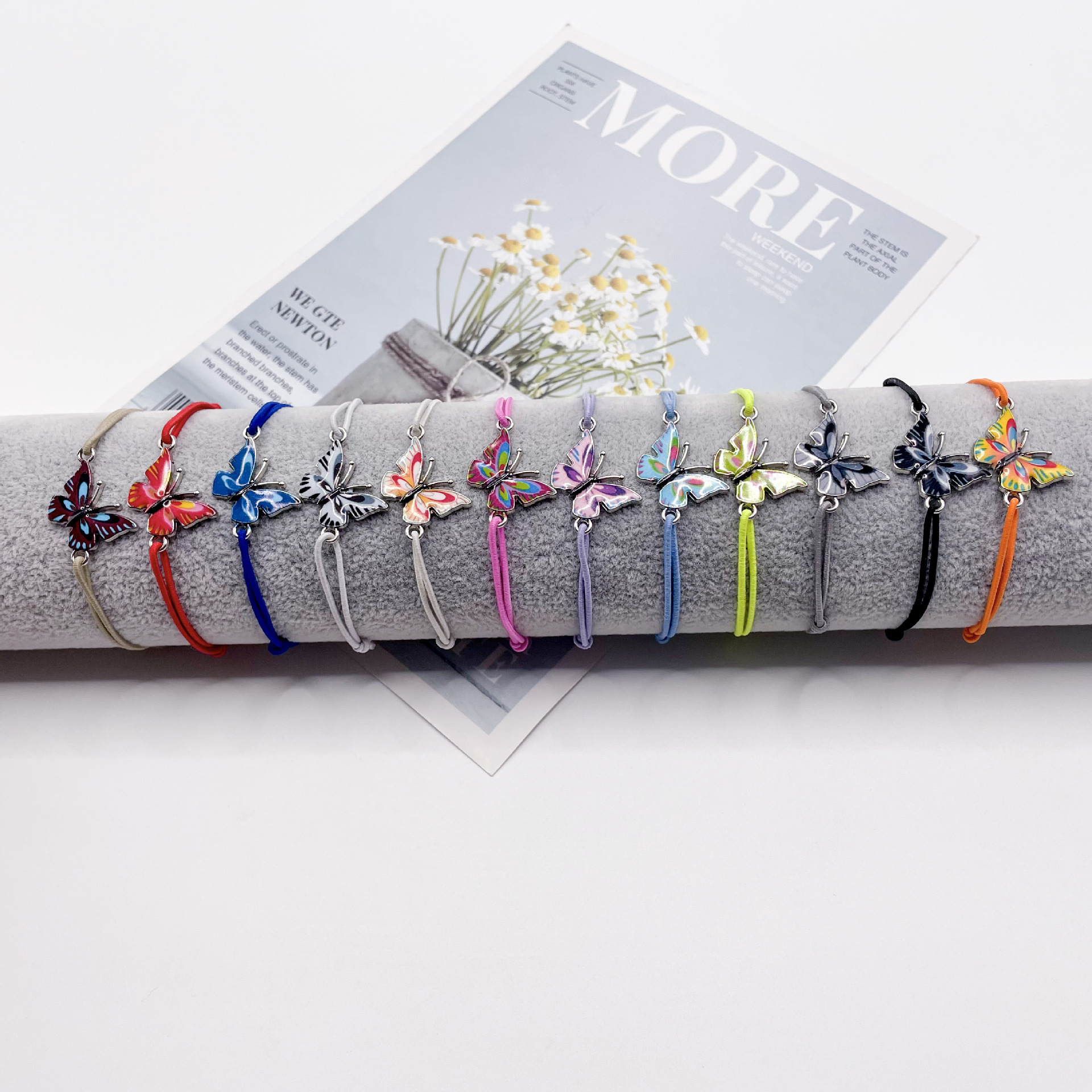 Летний цветной браслет дружбы из плетёного эластичного материала с регулируемой застёжкой, подарок на праздник, Рождество, день рождения, ручная работа с бабочкой и феей