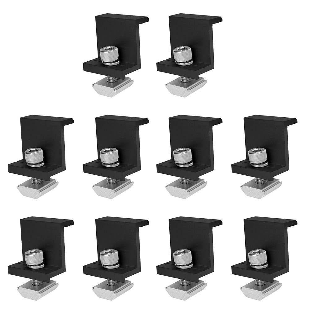 Black Solar Photovoltaic Bracket Side Pressure Block Assembly Middle Clamp End Clamp Medium Pressure Block Aluminum Alloy Side Pressure Block Cross-Border