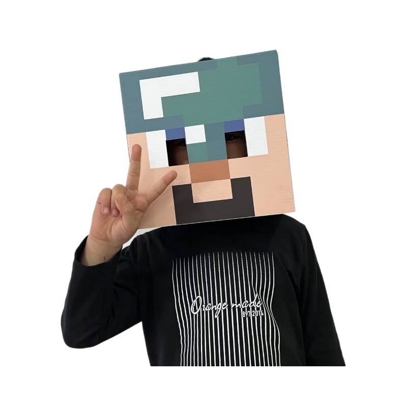 Minecraft Peripheral Paper Model Mask Headgear Shadowless Jj Monster Steve Creeper Pixel Paper Model Handmade