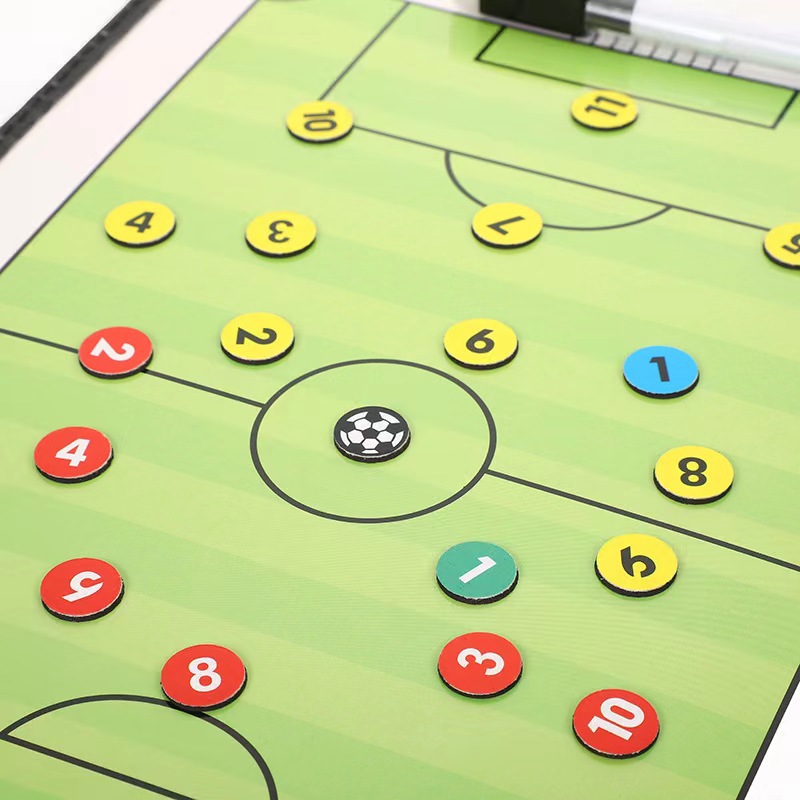 Football Tactical Board Foldable Magnetic Combat Board Football Tactical Sand Table Coach Teaching Board with Chess Piece Pen