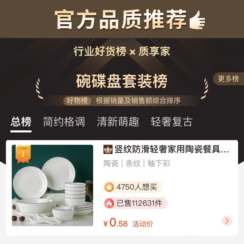 Vertical Pattern Non-Slip Simple Accessible Luxury Household Ceramic Tableware Set Bowl Plate Noodle Soup Bowl Fish Plate Free Combination Gift