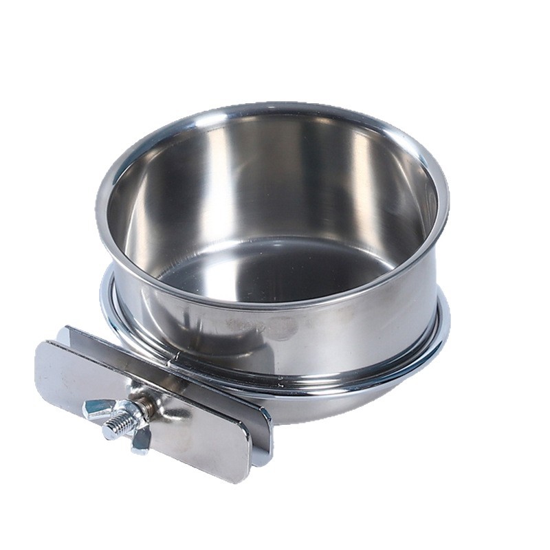 Parrot Stainless Steel Food Cup with Cup Holder Food Basin Food Trough Tiger Peony Feeder Feeder with Cup Clip Cup
