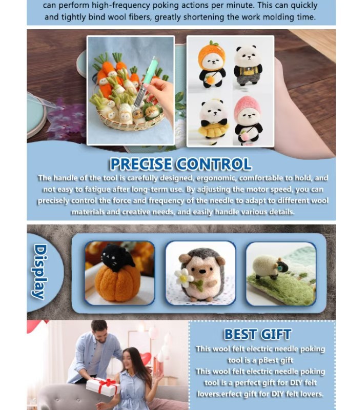 [Source Manufacturer] Electric Wool Felt Poking Needle Wool Felt Tool with Adjustable Speed 110-220V Power Supply for Export