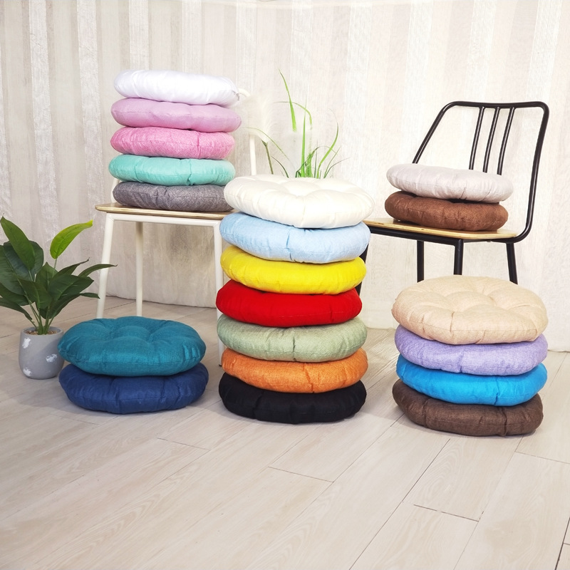 Cross-border Round Solid Color Imitation Linen Cushion Nordic Steamed Bread Cushion Fresh Japanese Futon Cushion Tatami Cushion