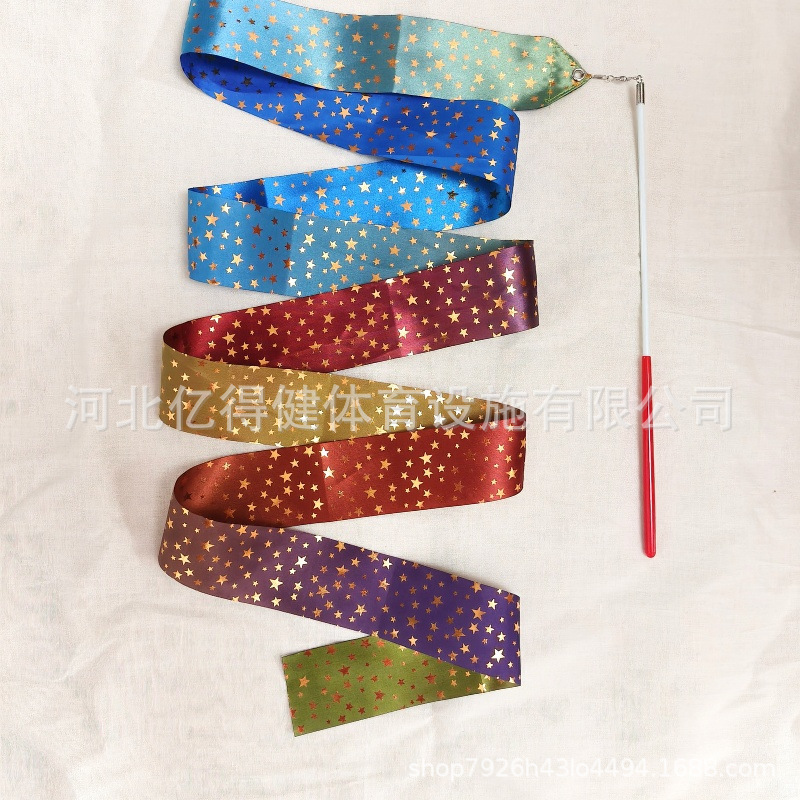 Performance Rhythmic Gymnastics Ribbon Props Kidsren's Dance Toys Ribbon Middle-Aged Square Dance Ribbon with Rod Ribbon