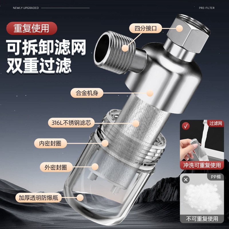 Water Heater Pre-Filter Household Universal Tap Water Inlet Washing Machine Shower Smart Toilet Water Purifier
