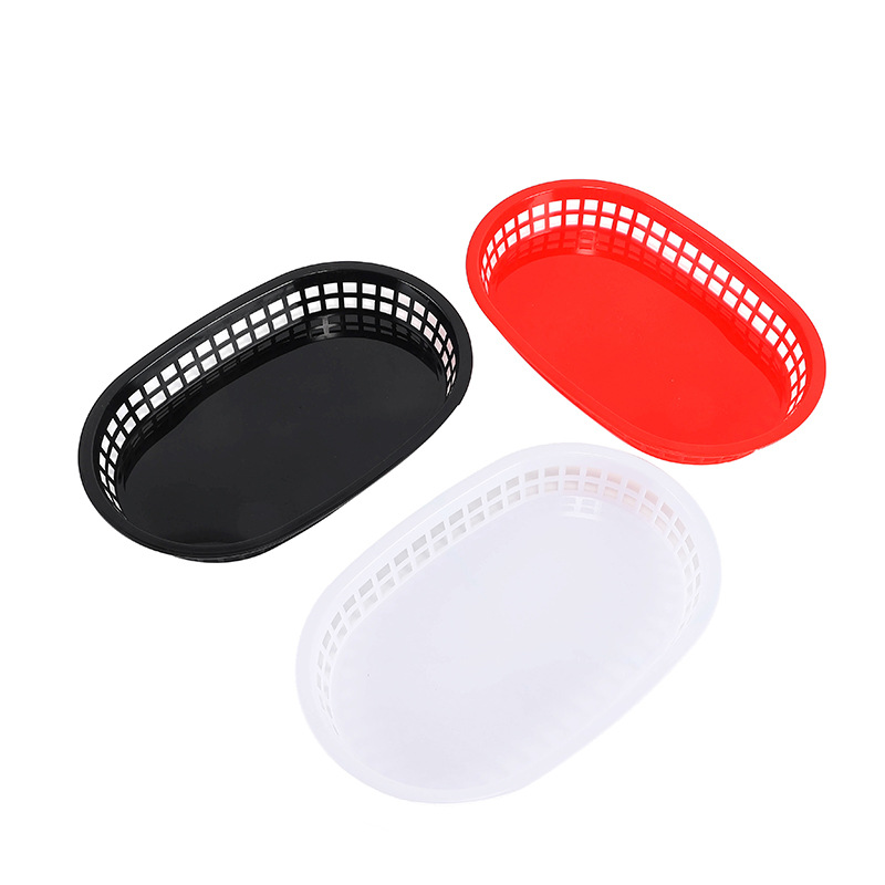 Factory Direct Sales Plastic French Fries Basket Burger Basket Runway Shape Drainable Fruit Plate Living Room Bread Basket Large Size