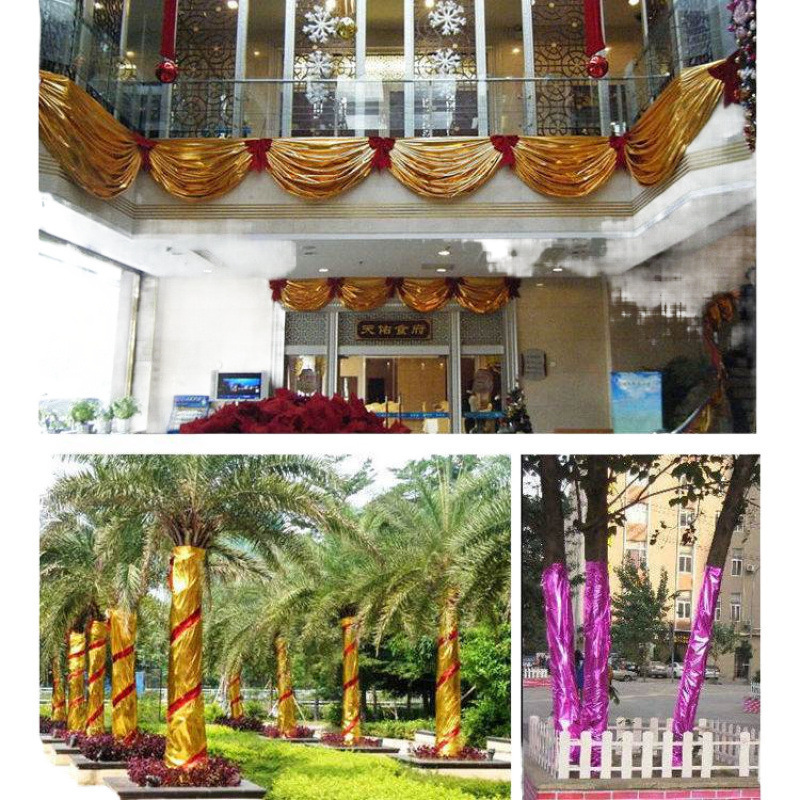 Q Stage Gold Cloth Gold Paper Wrapped Tree Decoration Cloth Wrinkled Tree Trunk Gold Wrapped Column Cloth Tree Wrapped Gold Foil Hotel Grab W