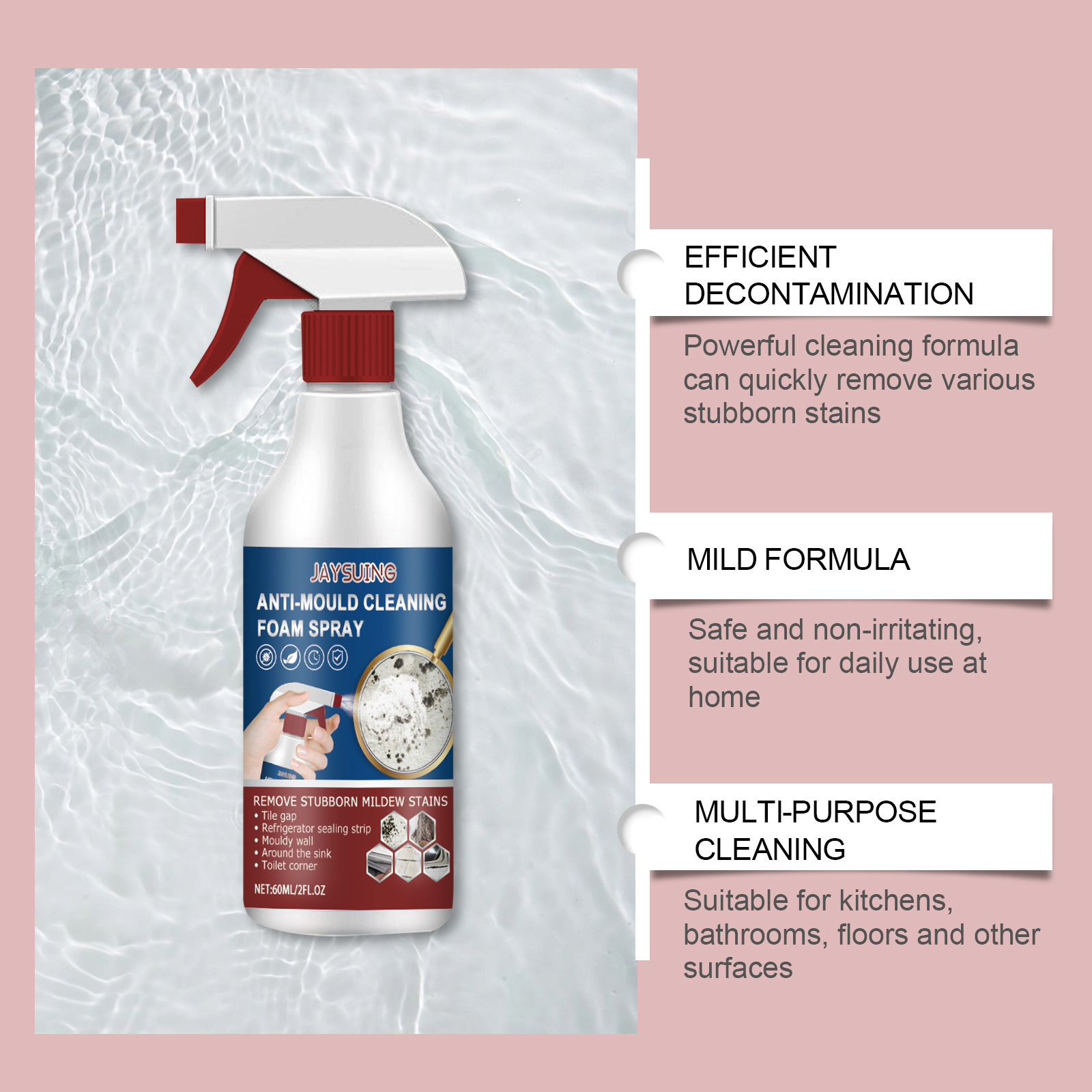 Jaysuing Decontamination Cleaning Spray Household Wall Tile Sewing Wall Kitchen and Sanitary Mould Stain Cleaner