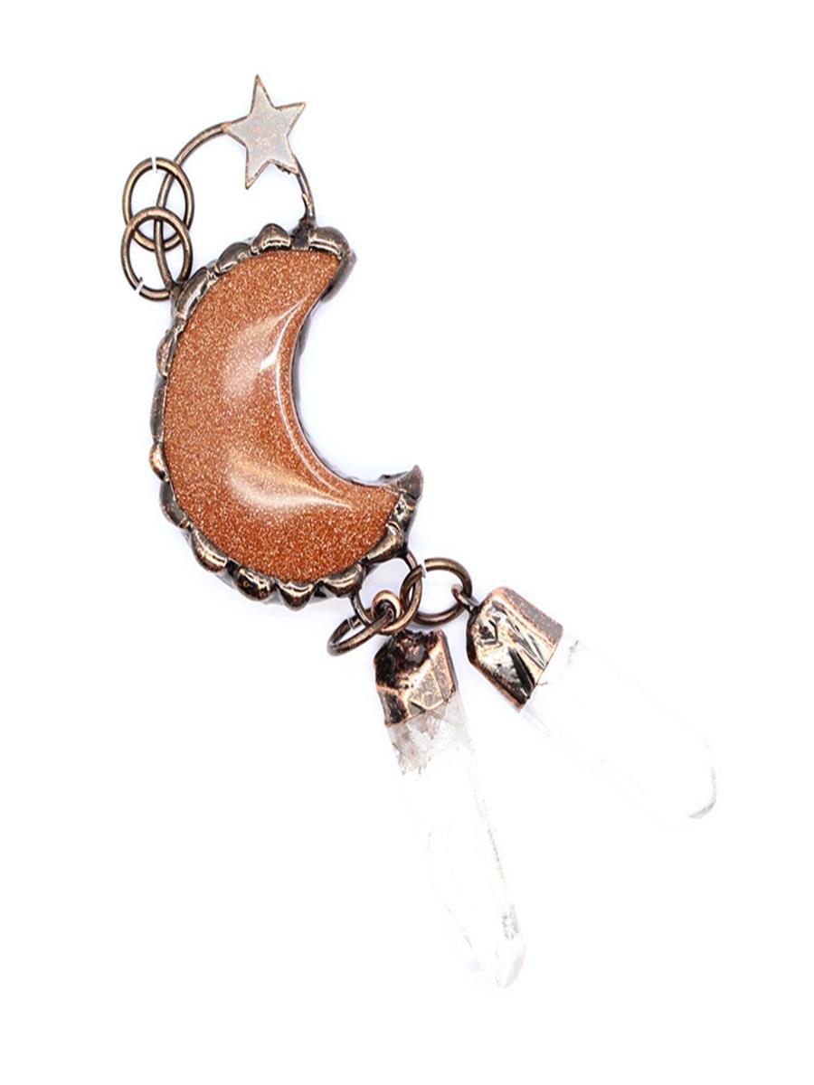 Foreign Trade Jewelry Retro Personalized Star Moon Pendant Red Agate Necklace