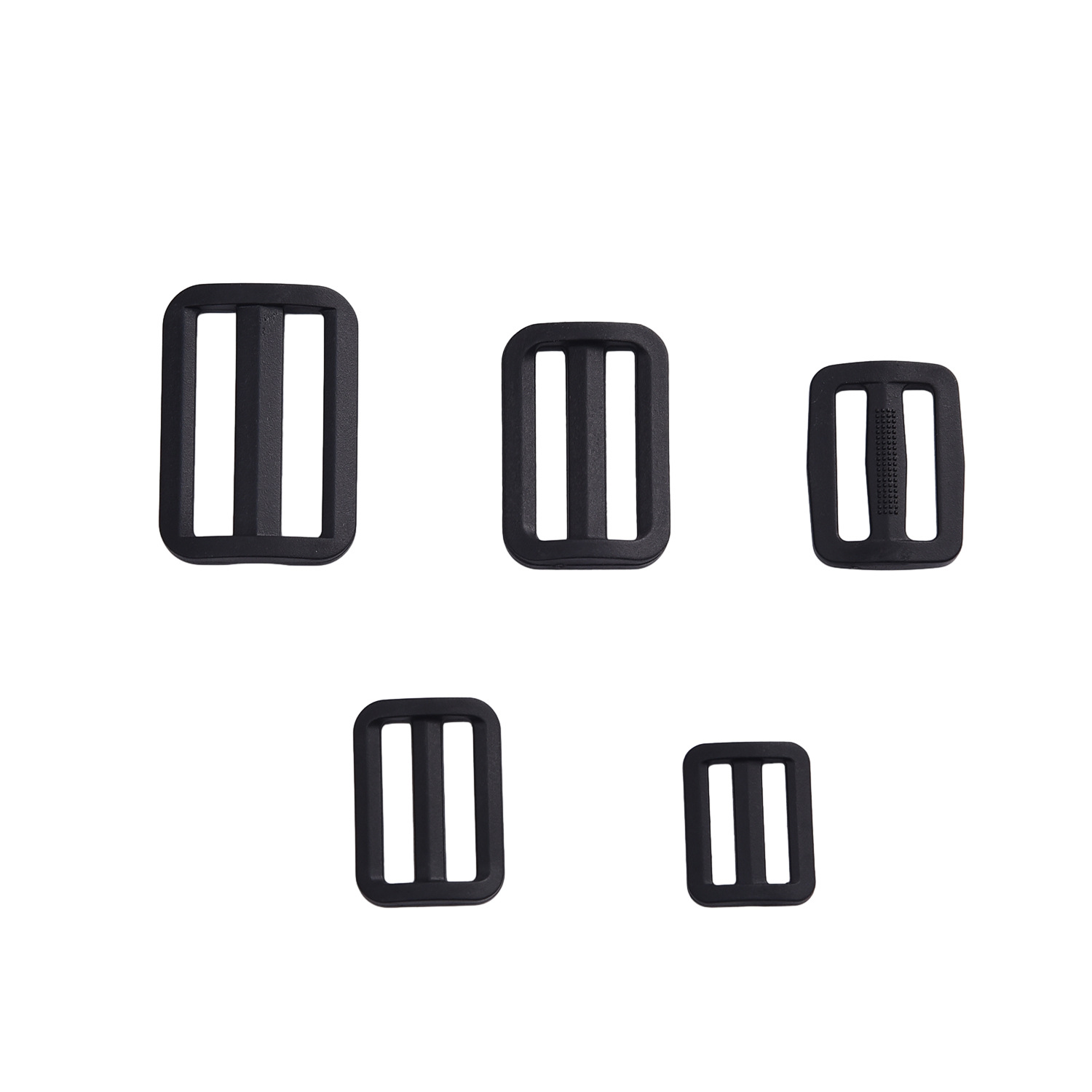 Factory Direct Sales Black Plastic D-Ring Buckle 5cm Three-Position Buckle Webbing Adjustment Buckle Fastener Suitable for Clothing and Luggage