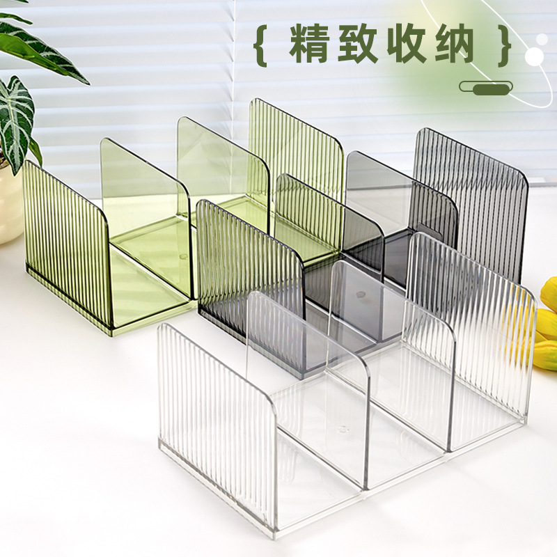 Wholesale Desktop Transparent Ins Triple Book Rack Thickened Student Book Storage Artifact Acrylic Divider Bookshelf