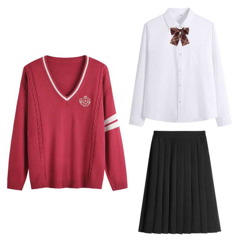 Class Uniform Autumn and Winter Preppy Style Jk Sweater Junior High School Chorus Recitation Red Performance Uniform High School Student Sports Meeting Uniform