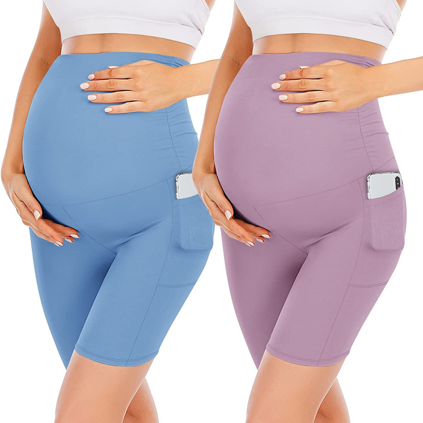 European and American New Five-point Pocket Pregnant Women Pants High Waist Slim-fit Abdominal Pants Cross-border Sports Fitness Pregnant Women Yoga Pants