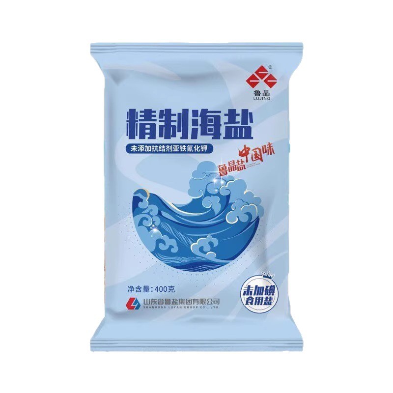 [Official Authentic] Lujing Refined Sea Salt 400g No Iodized Edible Salt Seasoning No Anti-Caking Agent