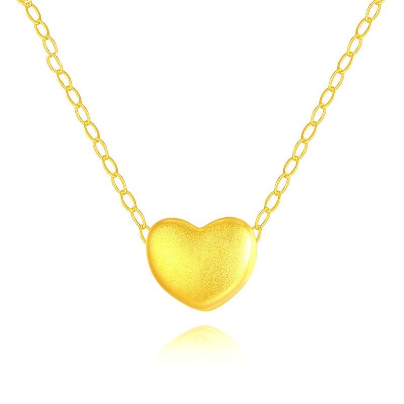 Internet Celebrity Gold Heart Pendant Necklace 18K Gold-Plated Necklace 2024 New Style for Chinese Valentine's Day to Give to Your Girlfriend