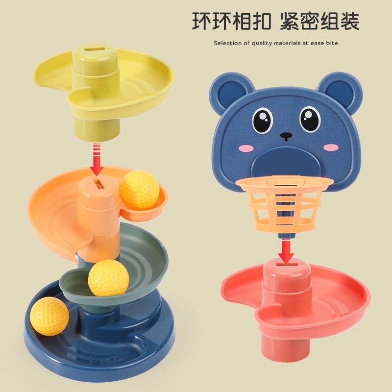 Cross-Border Five-Layer Track Turning Toy Parent-Child Interactive Fun Shooting Ball Stacking Circle Children's Cartoon Slide