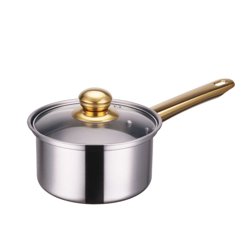 Export cross-border stainless steel gold handle set pot non-stick pot gold-plated handle 12-piece set stainless pots suit