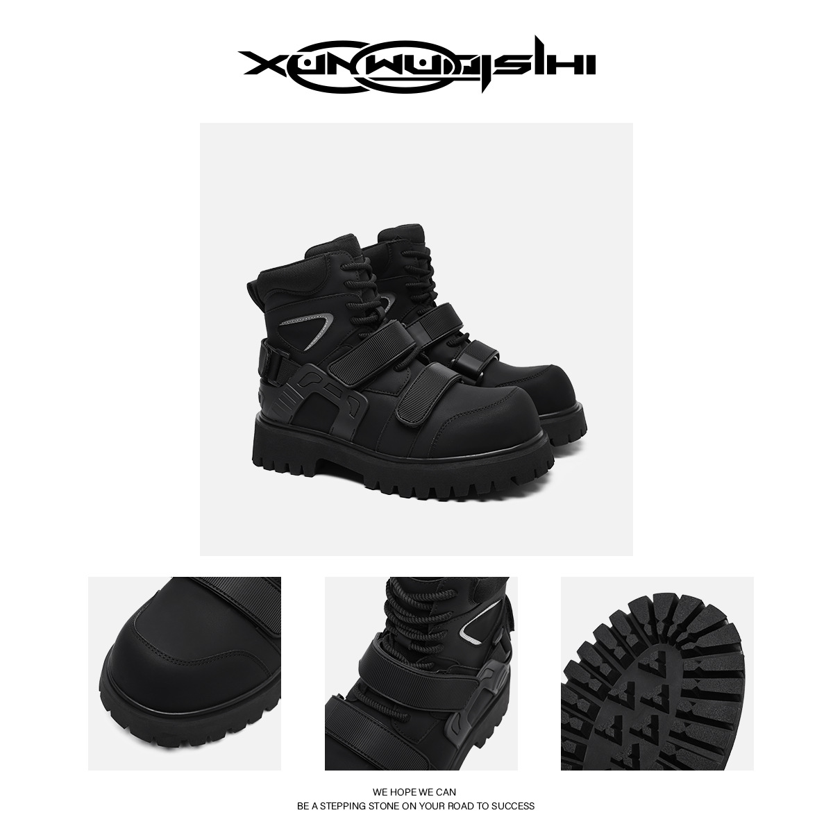 2025 New Autum Velcro Boots for Men and Women, Niche Functional Style Deconstructed High-Top Motorcycle Workwear for Men and Women