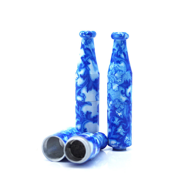 Manufacturer's In-Stock New Aluminum Pipe, Small Size 60mm, Portable Blue and White Porcelain Snuff Bottle, Mini Pipe, Smoking Accessories