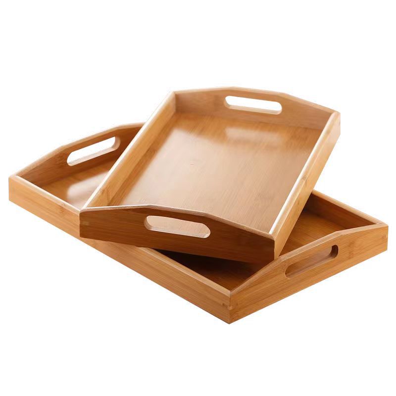 Spot Bamboo Wooden Tray Tea Tray Household Bamboo Rectangular Tea Cup Tray Japanese Wooden Dinner Plate Bread Tray