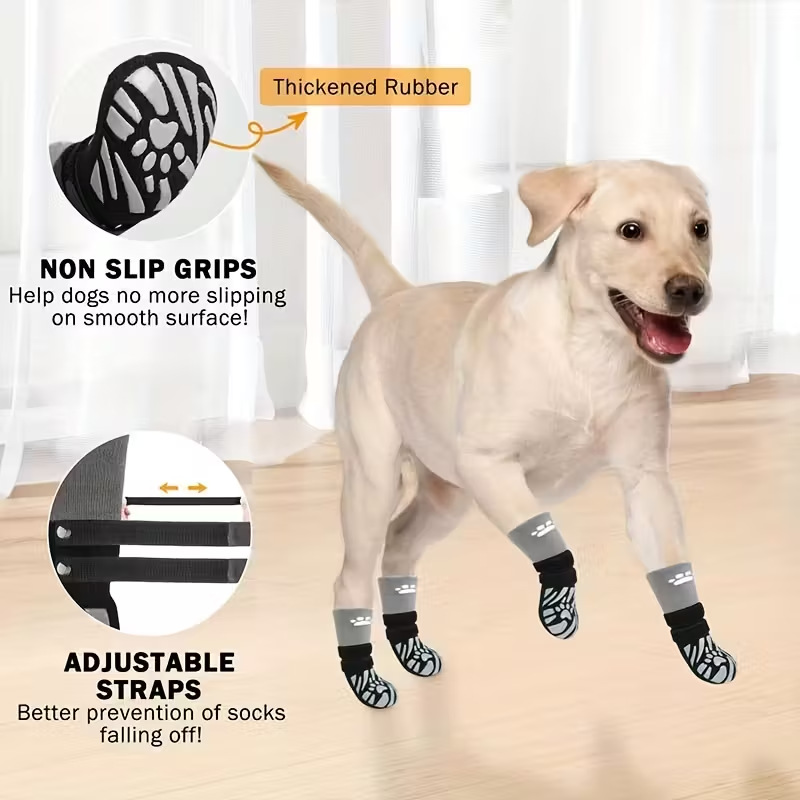 Cross-Border Hot Selling Pet Socks Waterproof Anti-Slip Dog Socks Outdoor Medium and Large Dog Foot Covers Dog and Cat Socks
