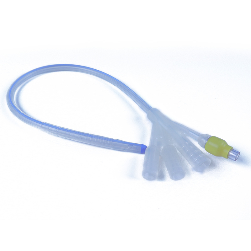 High Temperature Resistant Silicone Rubber Urinary Catheter Three-Lumen Urinary Catheter 16Fr Disposable Sterilization Packaging Ten Thousand Grade Workshop Medical