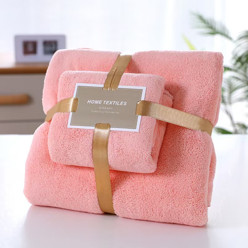 Factory wholesale thick coral fleece towel bath towel suit beach towel soft absorbent LOGO printed