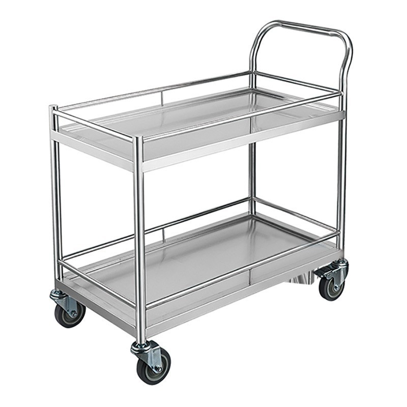 304 Stainless Steel Trolley Laboratory Thickeneded Double-Layer Silent Tool Trolley School Dining Cart Three-Layer Customization