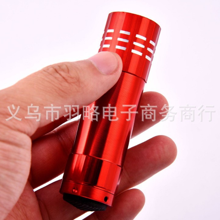 9LED purple light 395 ultraviolet light small flashlight banknote checking mini nine lights UV curing mask fluorescent agent test lamp