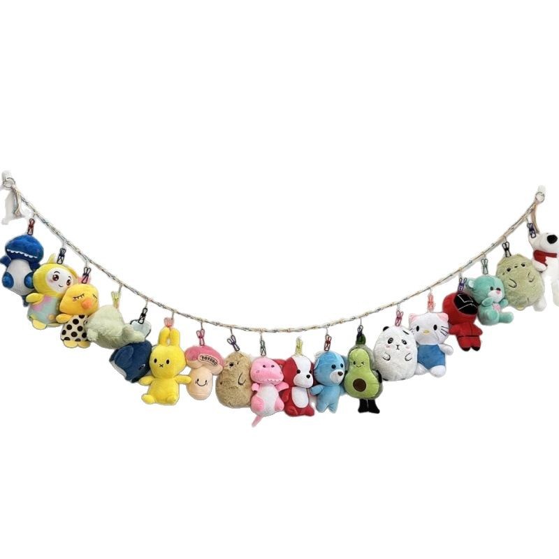 Cross-border plush toy storage lanyard Bohemian cotton rope hand-woven toy wall hanging wall decoration