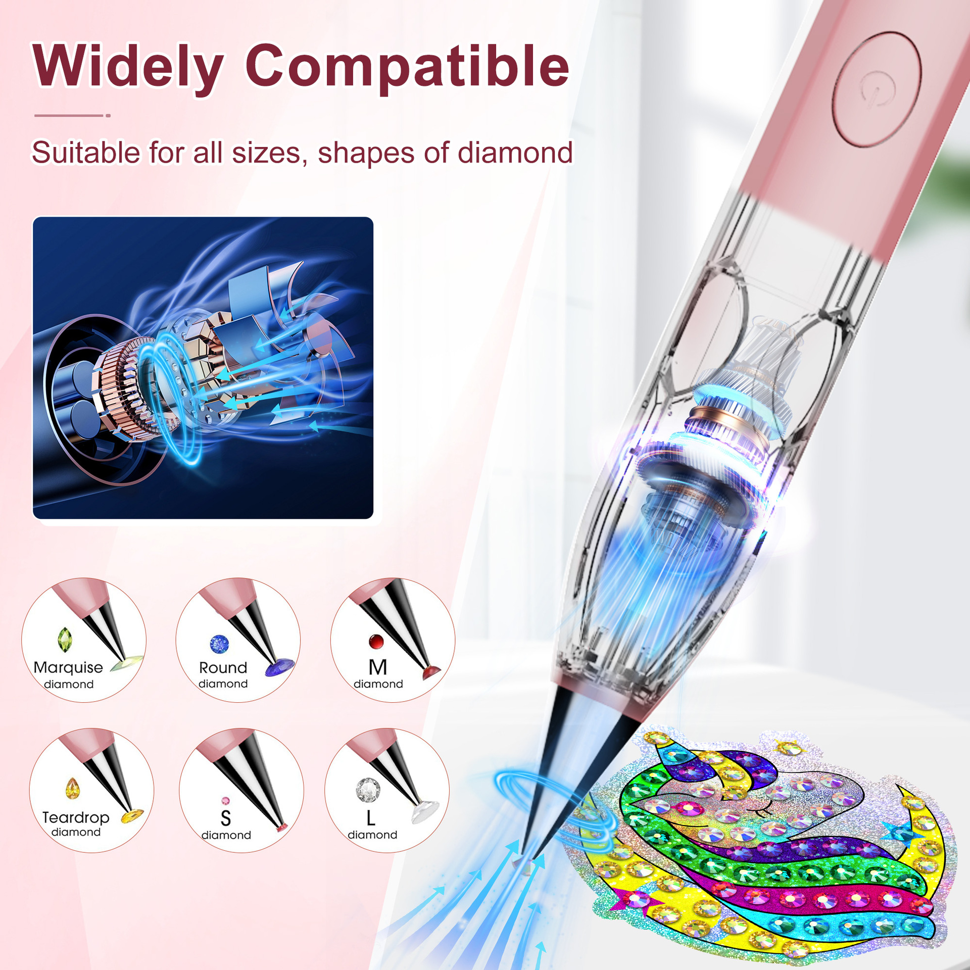 Diamond Painting Dotting Pen, Electric Diamond Painting Tool, Convenient Sticker Art, Quick Diamond Painting Suction Pen