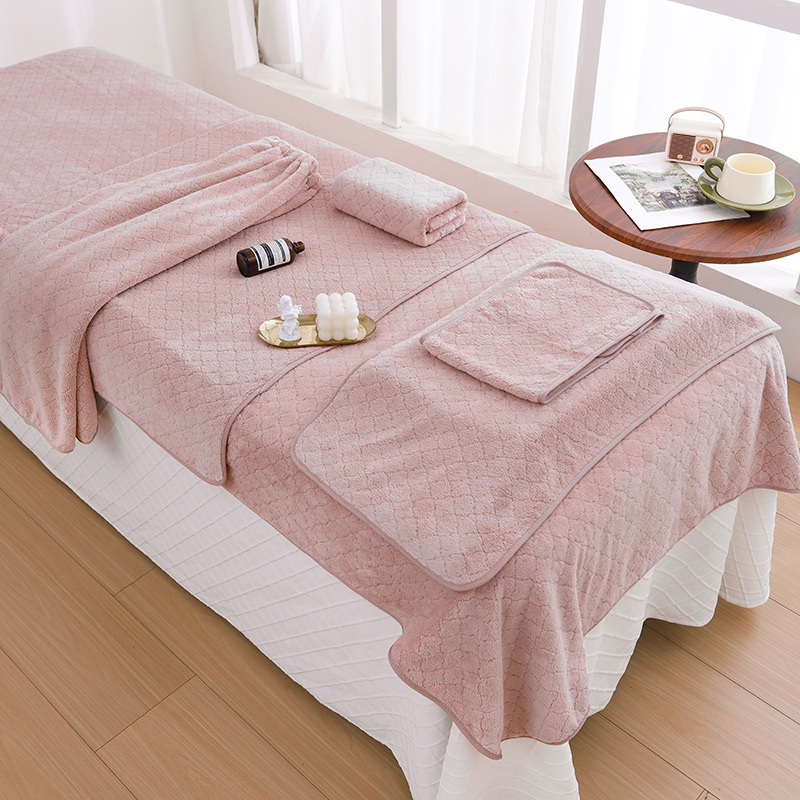 Beauty Salon Special Towel Bubble Velvet Bath Skirt Skin Management Turban Hole Bed Towel Custom Logo Bath Towel