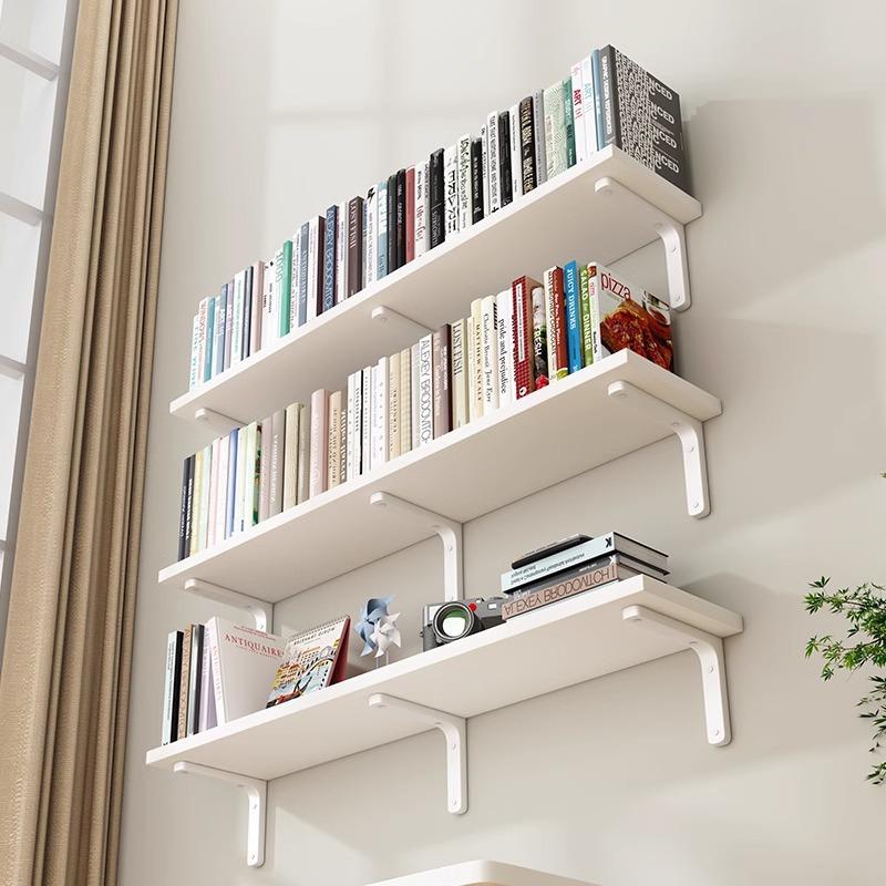 Wall Storage Rack Wall One-Word Board Wall Hanging Paint-Free Board Wall Hanging Bookshelf Wooden Partition Suspended Storage Board