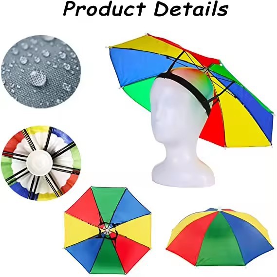 Fishing fish hat umbrella large Children adult hat head wearing umbrella cap men's and women's outdoor folding sun umbrella hat umbrella