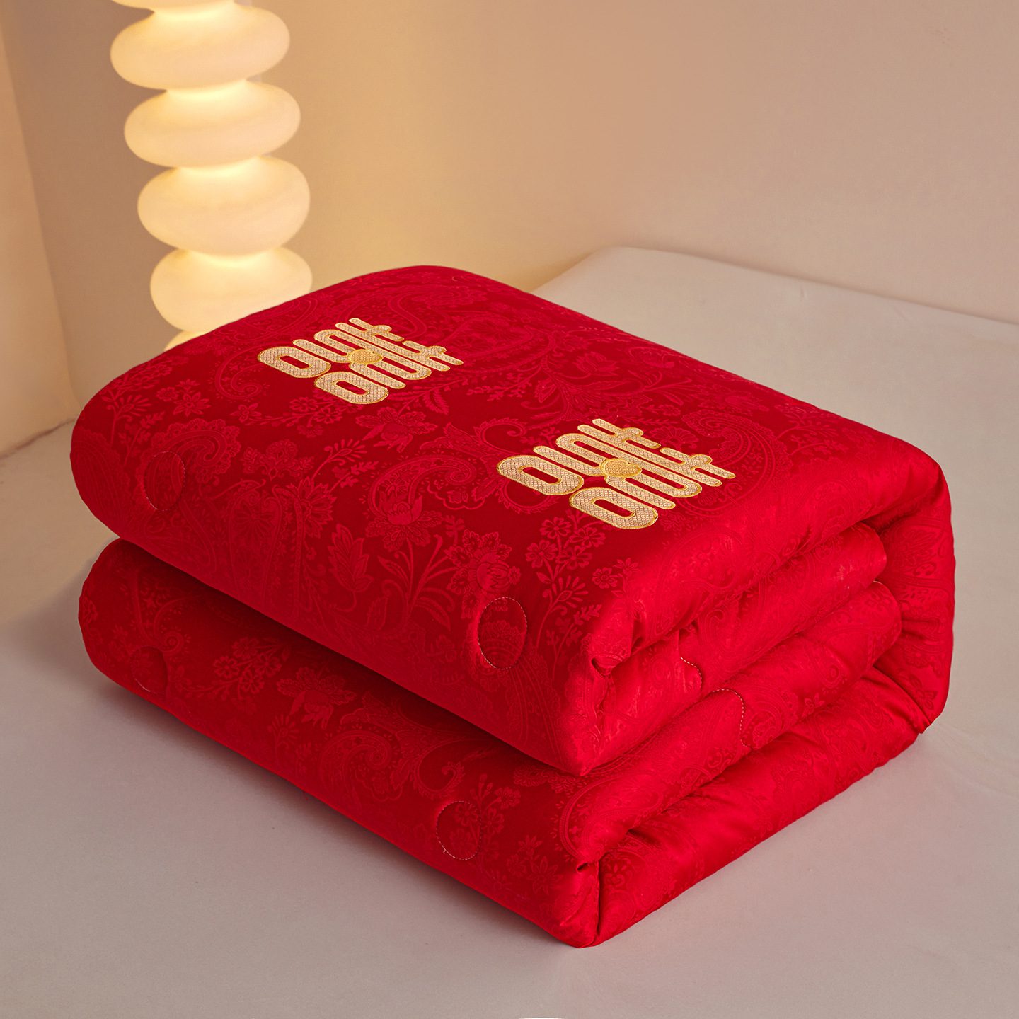 Wedding Red Quilt 7A Antibacterial Class a Satin Jacquard Soybean Quilt for the Bride's Dowry Wedding Quilt Core Thickeneded Winter Quilt