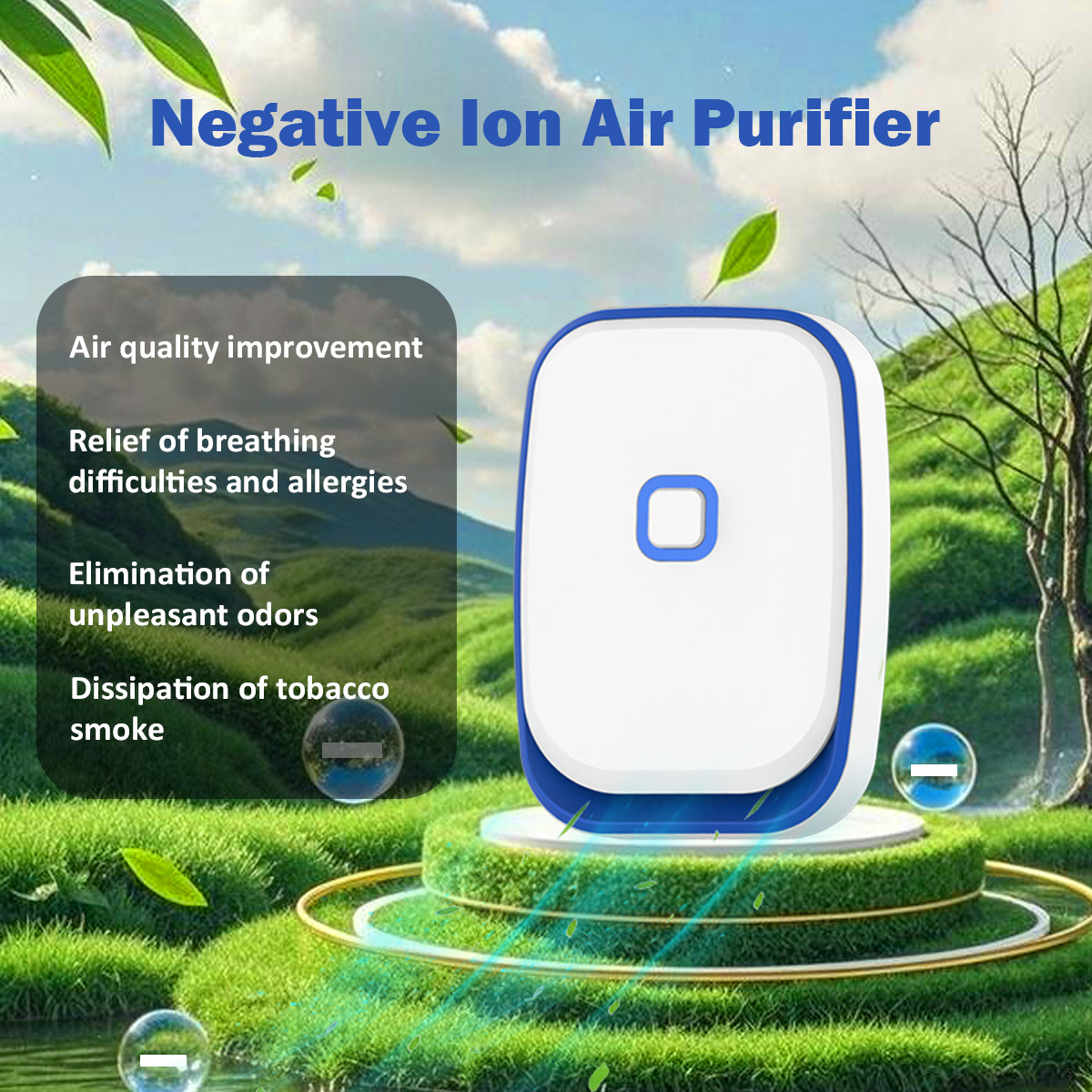 Мини генератор отрицательных ионов, очистка воздуха, удаление формальдегида, удаление запахов дыма, бесшумный дизайн, энергосбережение и защита окружающей среды