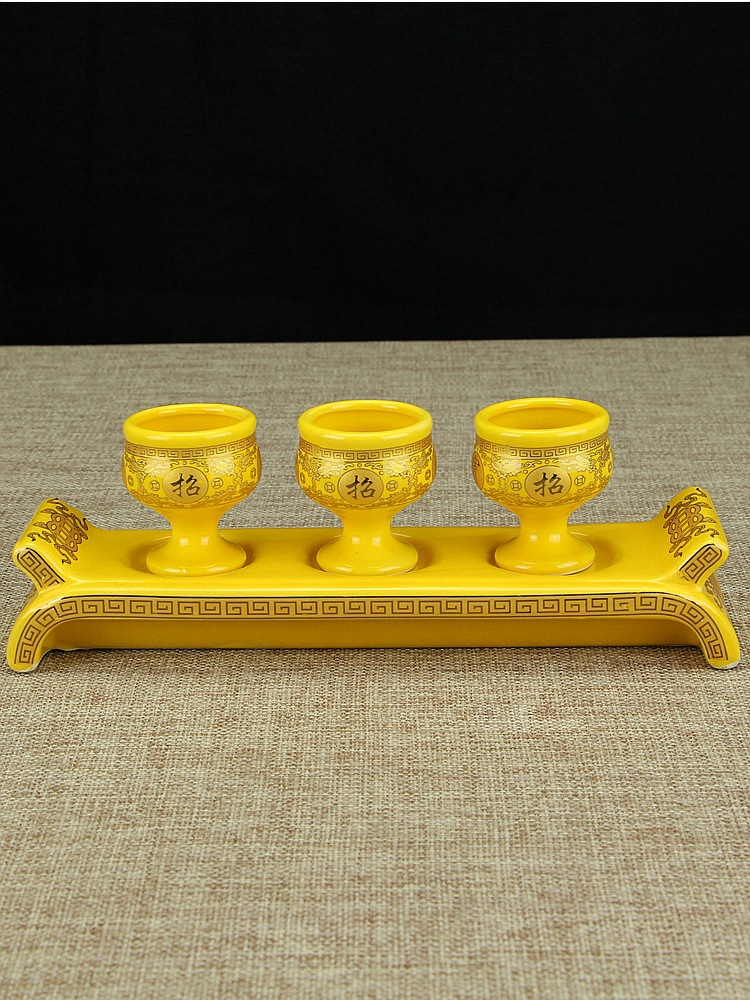 Керамическая чаша для подношений, чаша для фей, чаша для воды Бога богатства, чаша для воды с лотосом Гуаньинь, специальная чаша Бога богатства, три чаши