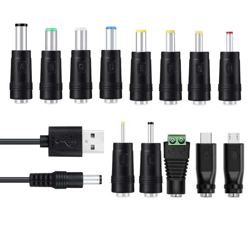 Cross-border 5.5*2.1 base to notebook 13 DC adapter USB power cord charging wire 14 suit