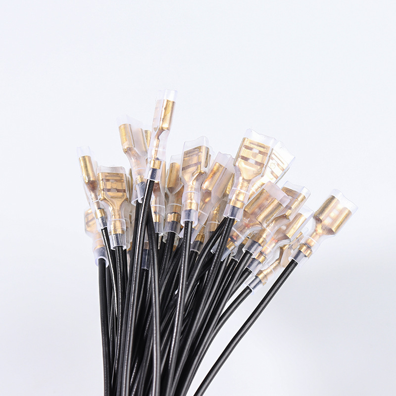 Electric car motorcycle modified horn connection line pure copper 6.3mm plug spring with sheath terminal connection line