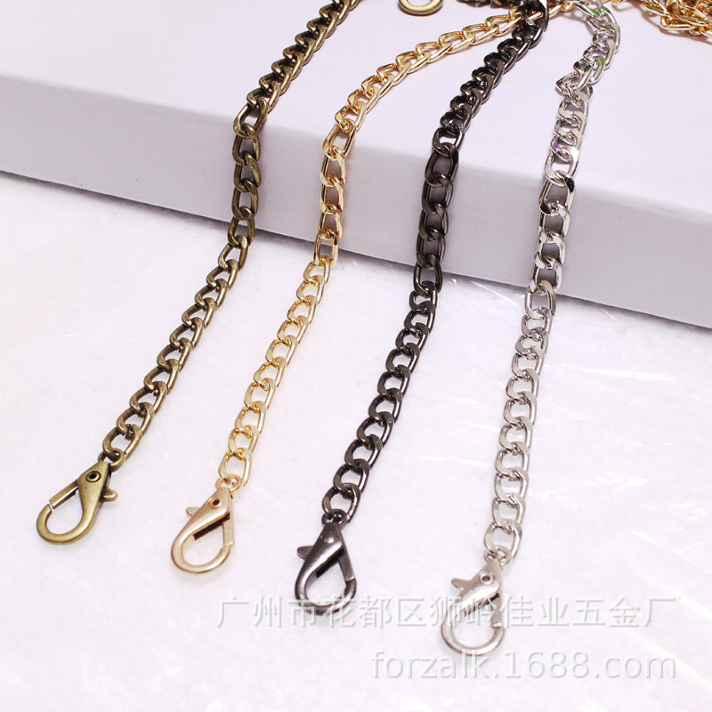 Цепочка шириной 8 мм для сумок, металлический замок, тонкая плоская цепочка с карабином