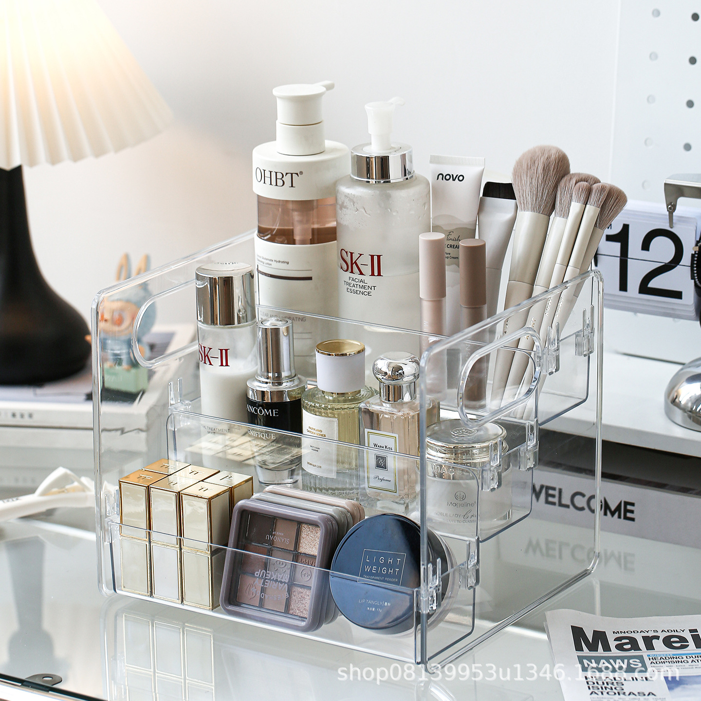 Desktop Cosmetics Storage Box Lipstick Perfume Skin Care Product Storage Rack Facial Mask Storage Rack Dust-Proof Transparent Dressing Table