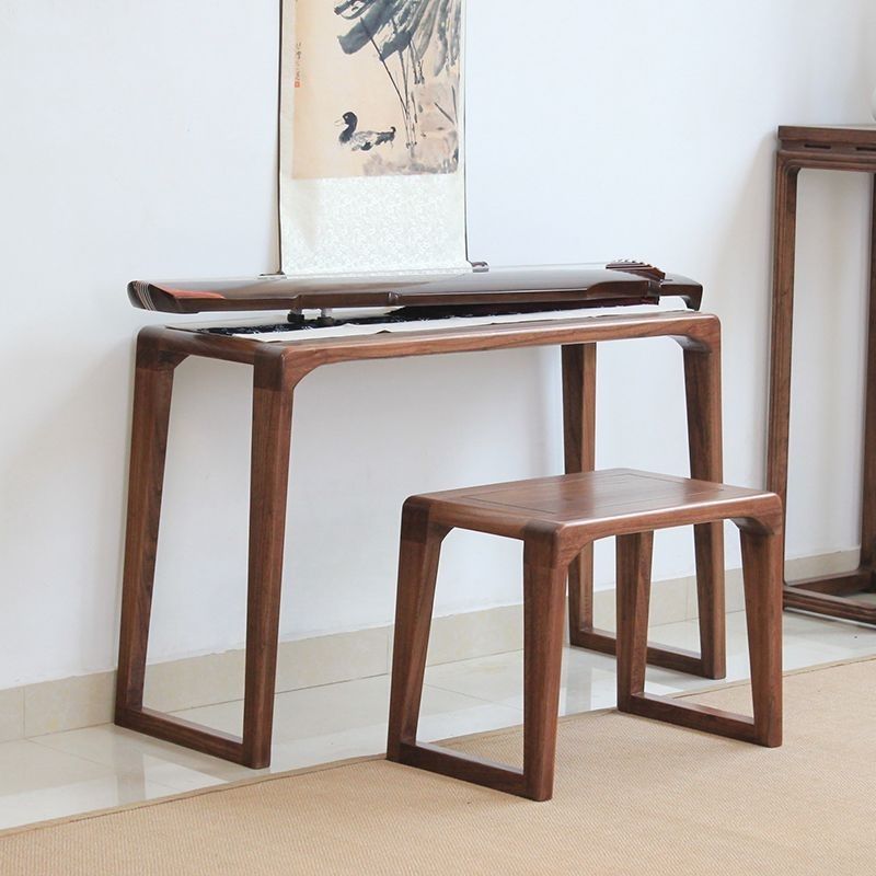 Chinese Solid Wood Resonance Elm Table and Stool Guqin Table Guqin Stool Chinese Calligraphy Modern Simple Desk Guzheng Table