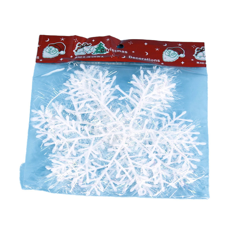 Foreign trade cross-border Christmas snowflake plastic snowflake brushed Christmas tree decorative pendant 3 pieces 11CM-28CM