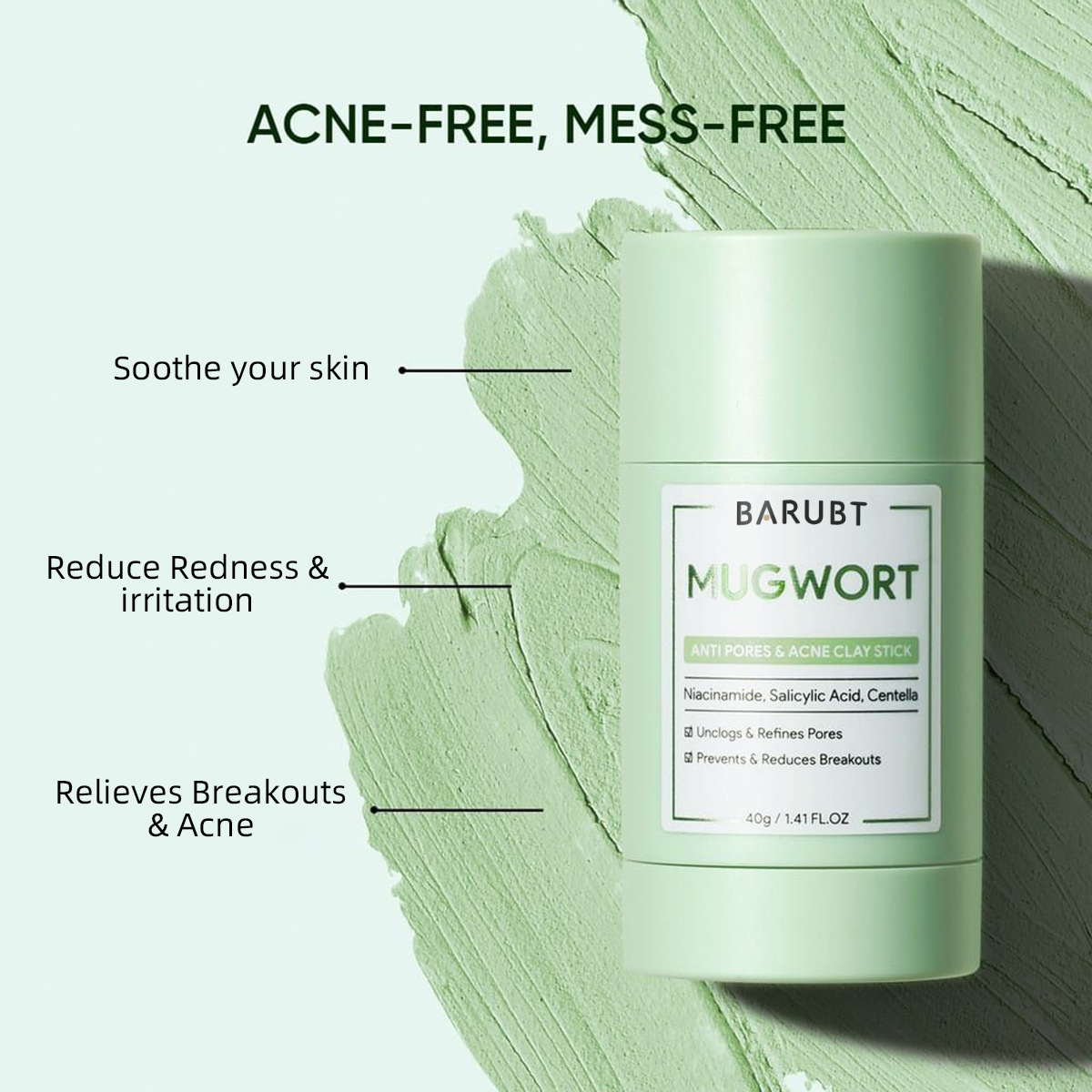 BARUBT cross-border wormwood mud film stick deep cleaning gentle blackhead repair facial care smear mask