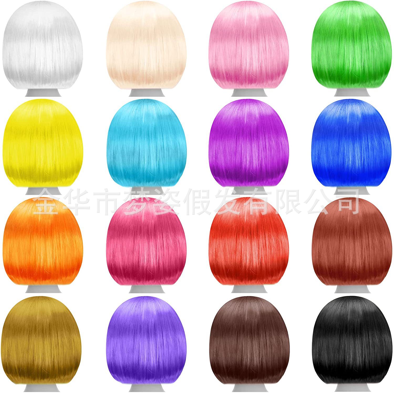 High temperature silk neat bangs student hair bobo bobo head 100g wig masquerade supplies Halloween 25cm