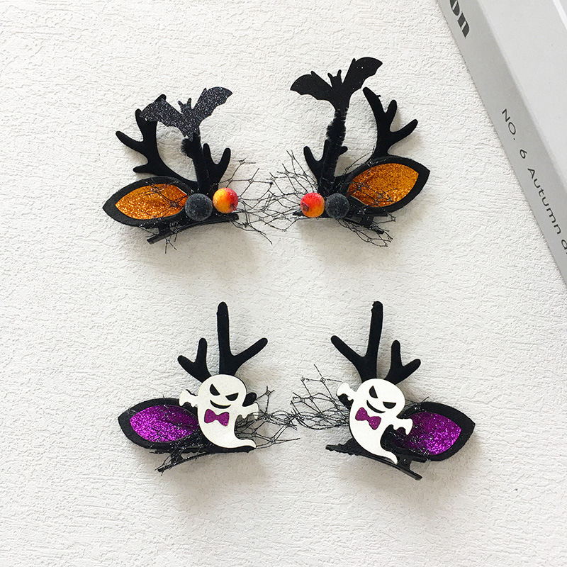 Halloween Hair Accessories Pumpkin Hairpin Female Bat Spider Skull Headdress Witch Hairpin Dress up Company School Event