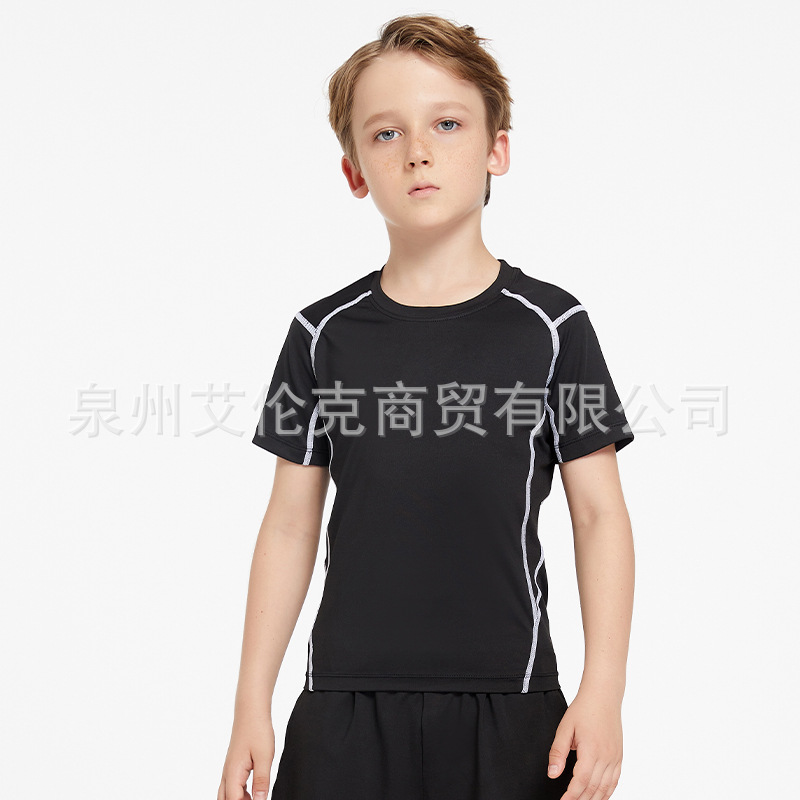 Spring and Summer Children's quick-drying stretch short-sleeved tights training clothes Men's Fitness clothes running basketball pants Sports Football clothes