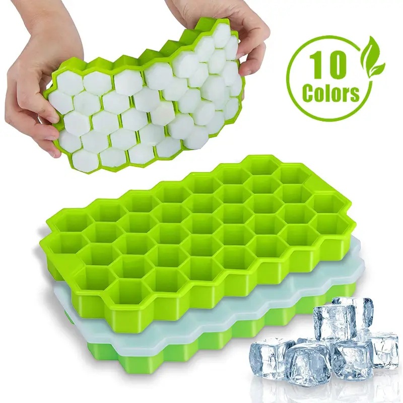 Cross-Border Silicone Ice Tray Molds Are Easy to Release, Refrigerator Quick-Frozen, Quick-Out Ice, Household Ice Making Film, Honeycomb Ice Tray