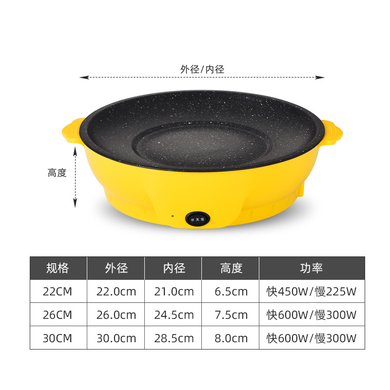 Takeaway Barbecue Set Household Round Barbecue and Frying All-In-One Pot Barbecue Electric Oven Multi-Function Electric Grill Pan